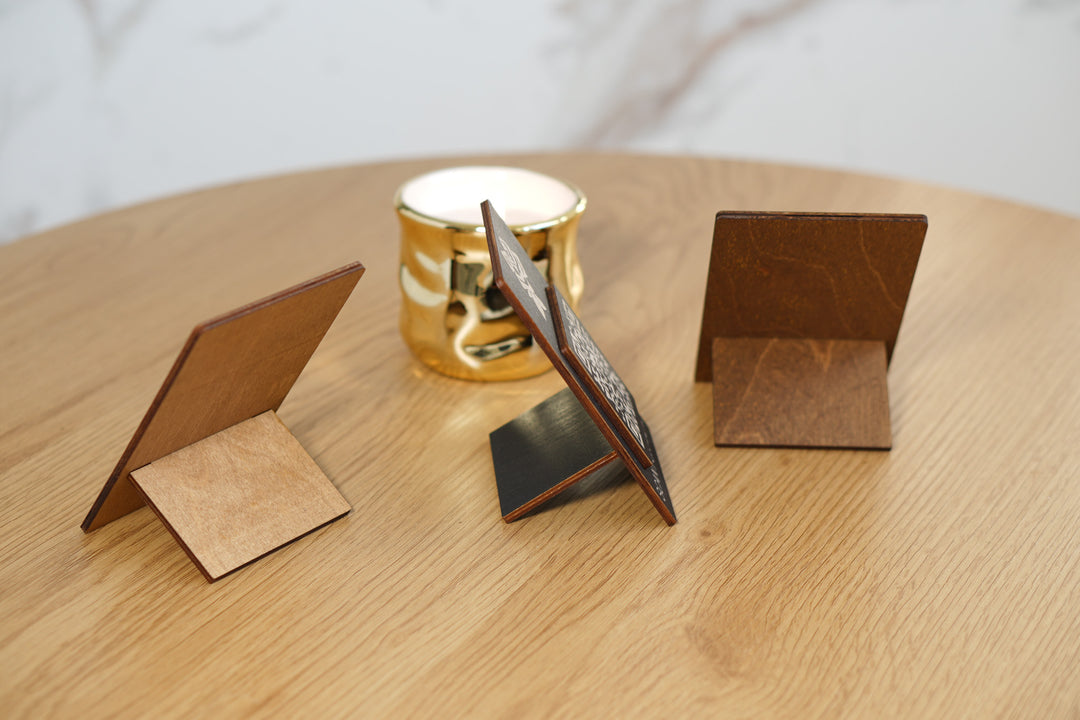 Laser Engraved Wooden QR Code Menu Sign | Custom Table QR Menu for Cafe & Restaurant | Wooden  Table Display