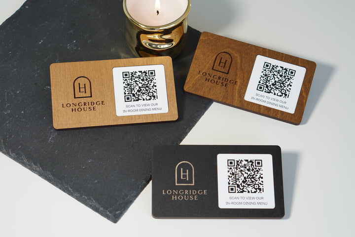 Custom Wooden QR Code Menu Sign with UV Print | Table QR Menu for Cafe & Restaurant | Minimal Wood Table Menu with 1 Display