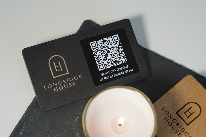 Custom Wooden QR Code Menu Sign with UV Print | Table QR Menu for Cafe & Restaurant | Minimal Wood Table Menu with 1 Display