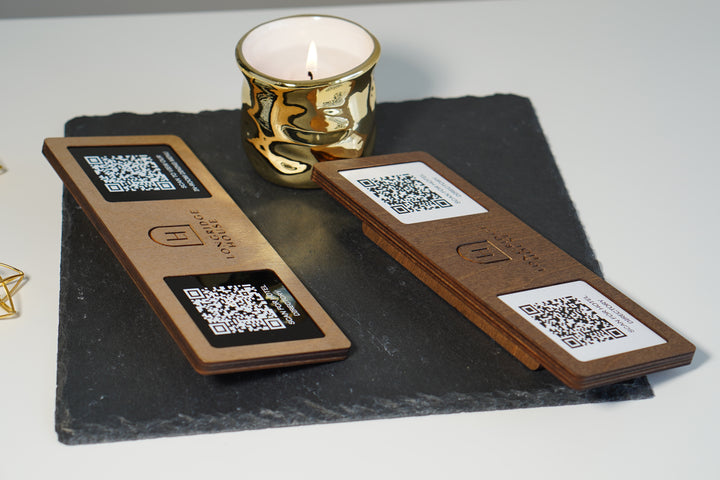Custom Wooden QR Code Menu Sign with UV Print | Table QR Menu for Cafe & Restaurant | Minimal Wood Table Display