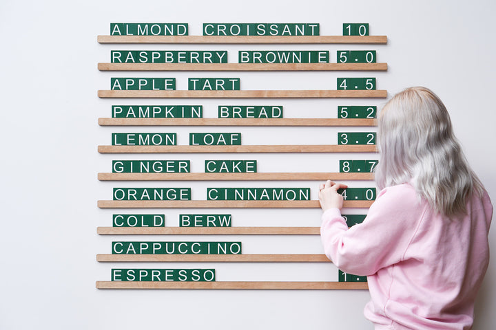 Wall Menu Board with Wooden Rails & Changeable Letters