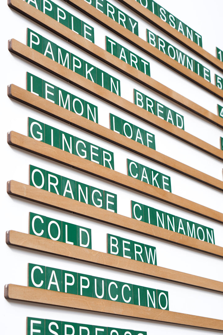 Wall Menu Board with Wooden Rails & Changeable Letters
