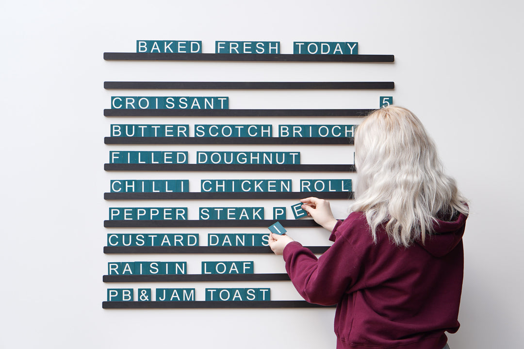 Wooden Letter Board Menu, Changeable Letter Rails for Restaurant Decor