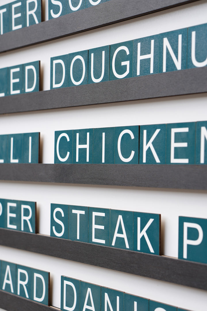 Wooden Letter Board Menu, Changeable Letter Rails for Restaurant Decor
