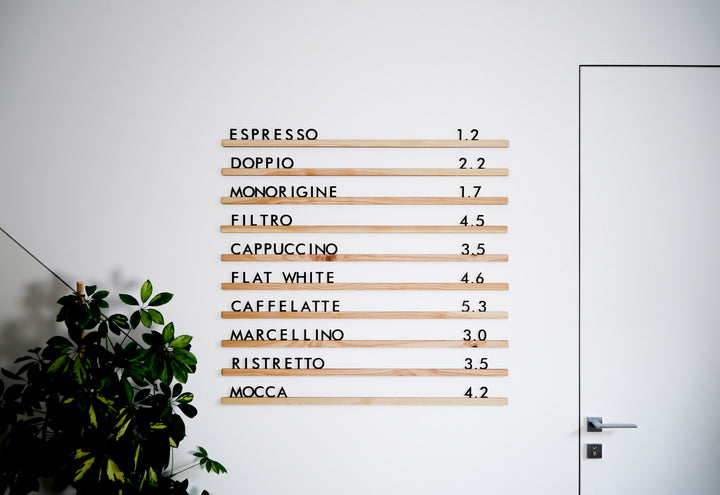 Wall Mounted Menu Board: Wooden Letter Rails for Cafe