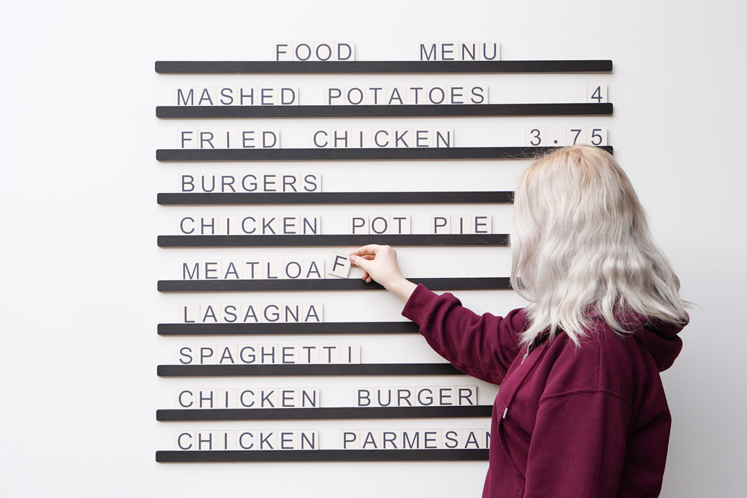 Wall menu For Cafe, Changeable Letter Restaurant Menu