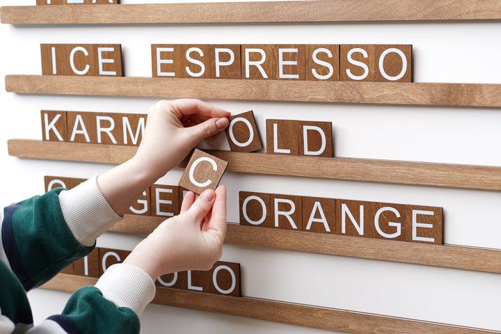 Wooden Wall Menu For Coffee Shop, Changeable Letter for Restaurant Decor, Cafe Price List