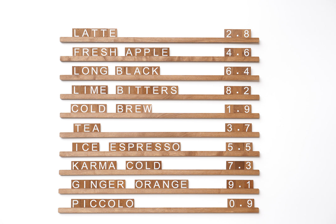 Wooden Wall Menu For Coffee Shop, Changeable Letter for Restaurant Decor, Cafe Price List