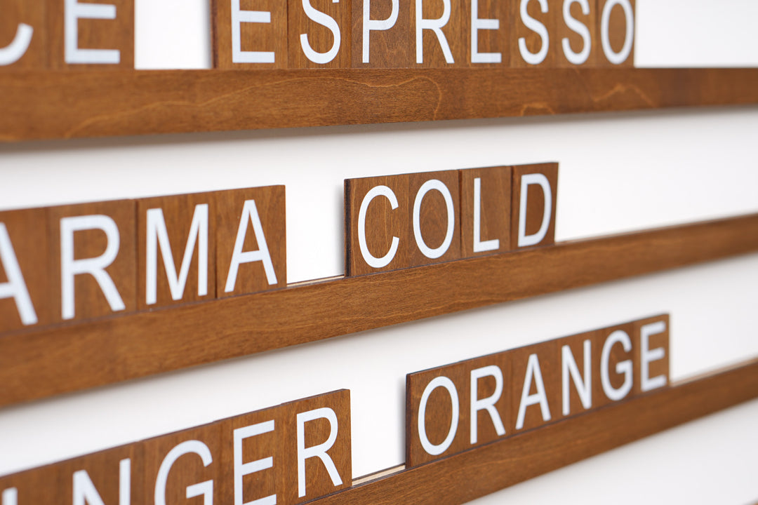 Wooden Wall Menu For Coffee Shop, Changeable Letter for Restaurant Decor, Cafe Price List