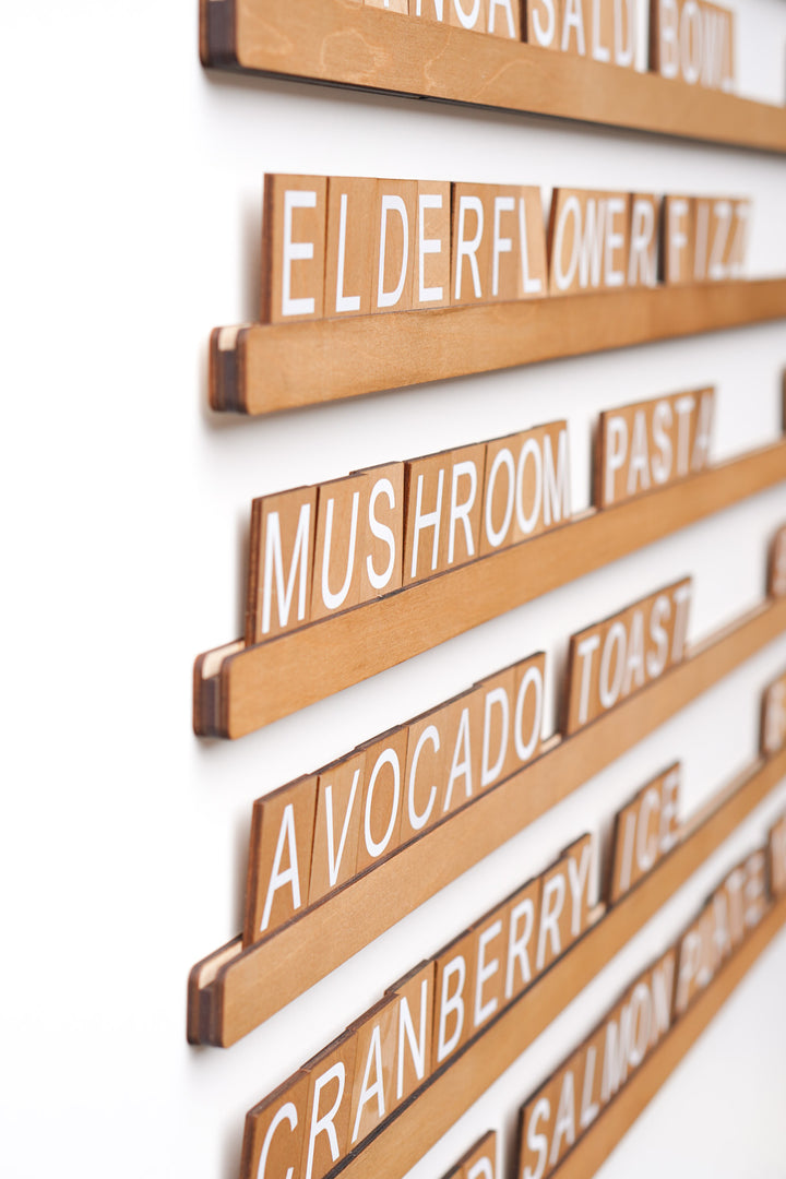 Wooden Wall Menu Board, Scandi Style Cafe Price List, Restaurant Menu Display