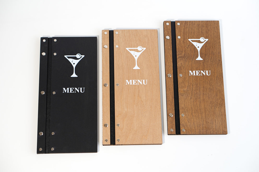 Wooden Wine Menu Holder, Slim Bar Drink List With Printing