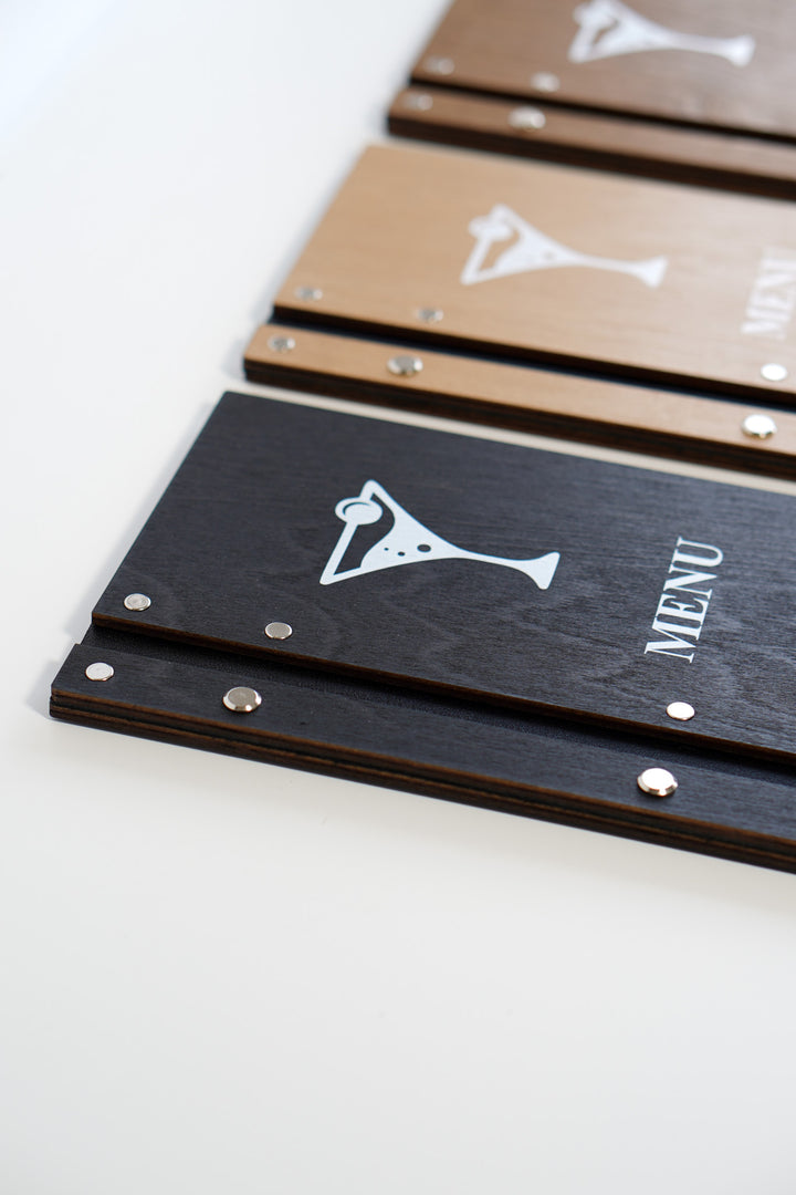 Wooden Wine Menu Holder, Slim Bar Drink List With Printing