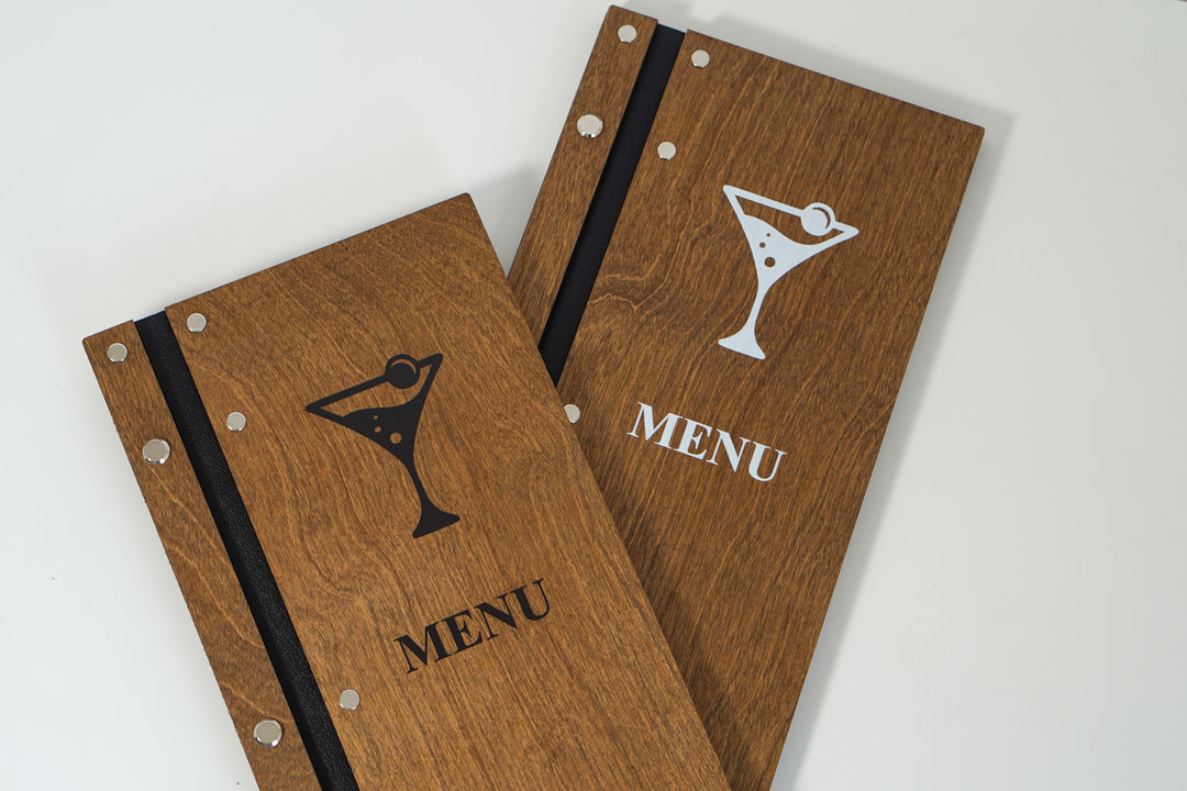 Wooden Wine Menu Holder, Slim Bar Drink List With Printing