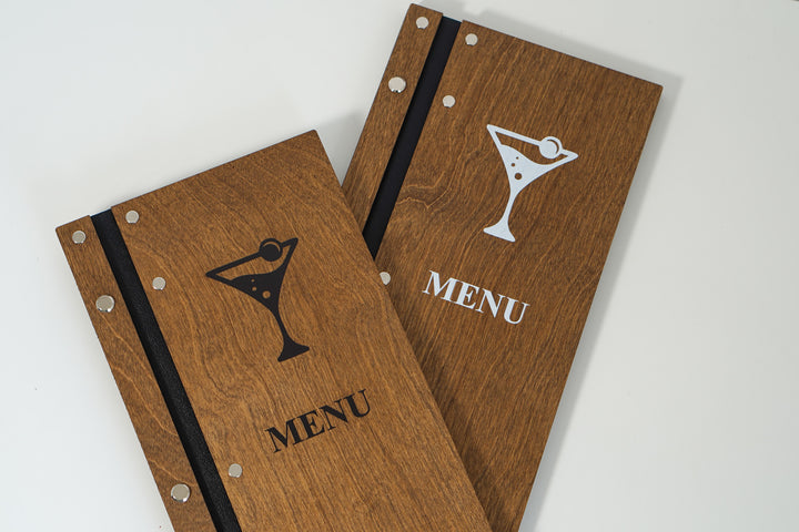 Wooden Wine Menu Holder, Slim Bar Drink List With Printing