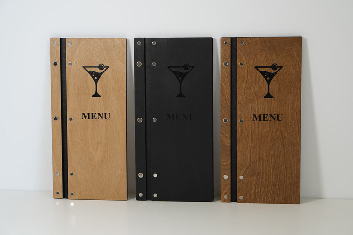Wooden Wine Menu Holder, Slim Bar Drink List With Printing