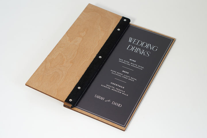 Wooden Wine Menu Holder, Slim Bar Drink List With Printing