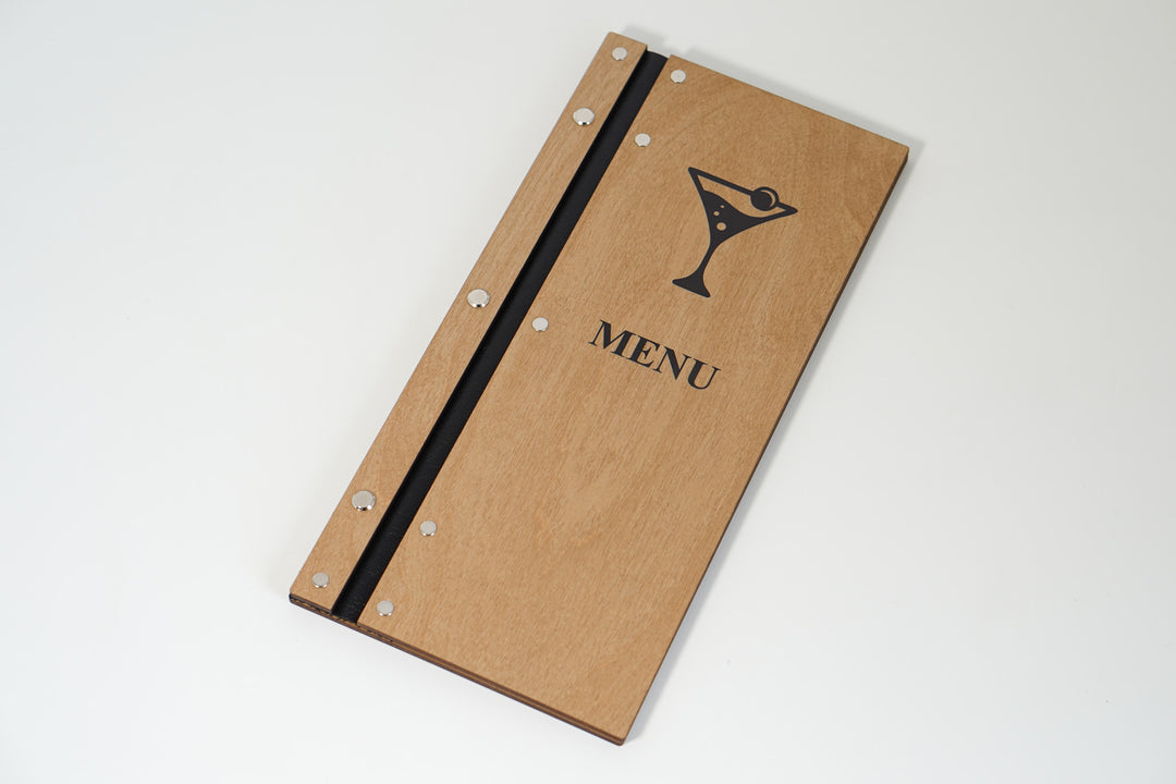 Wooden Wine Menu Holder, Slim Bar Drink List With Printing