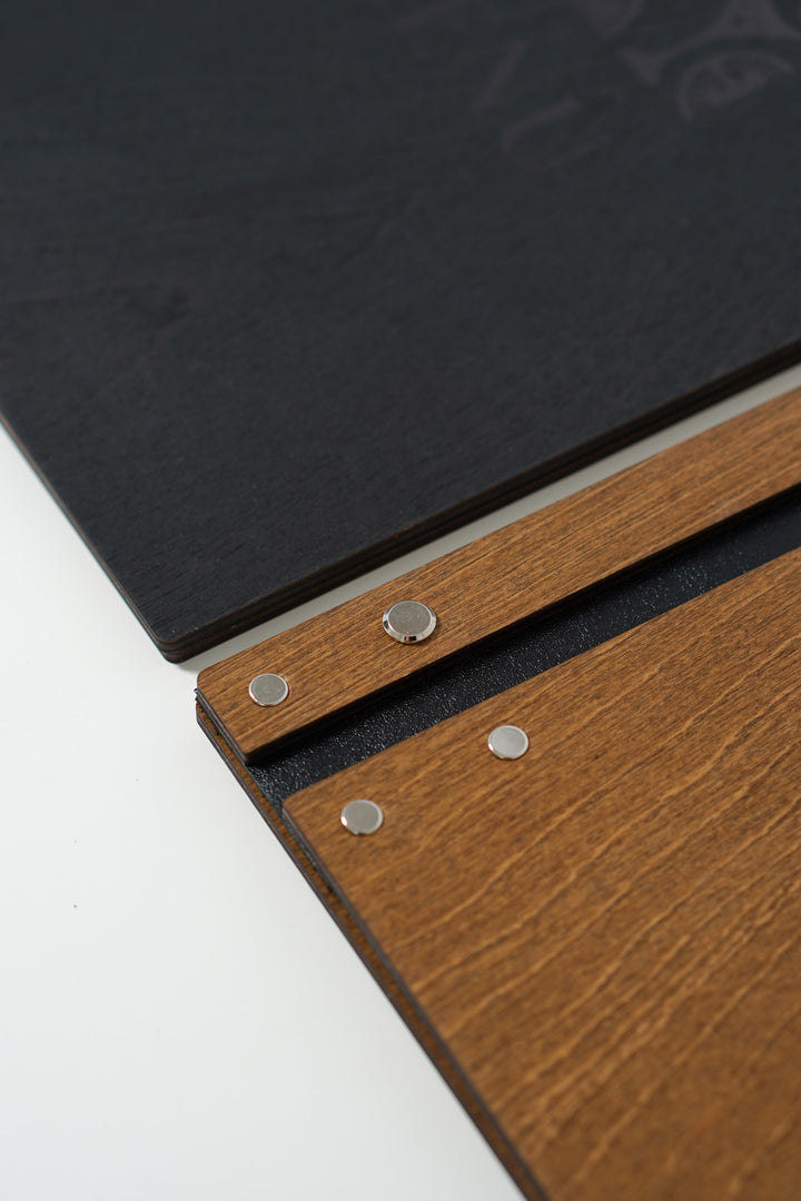 Wood & Leather Restaurant Menu, Wooden Menu Holder