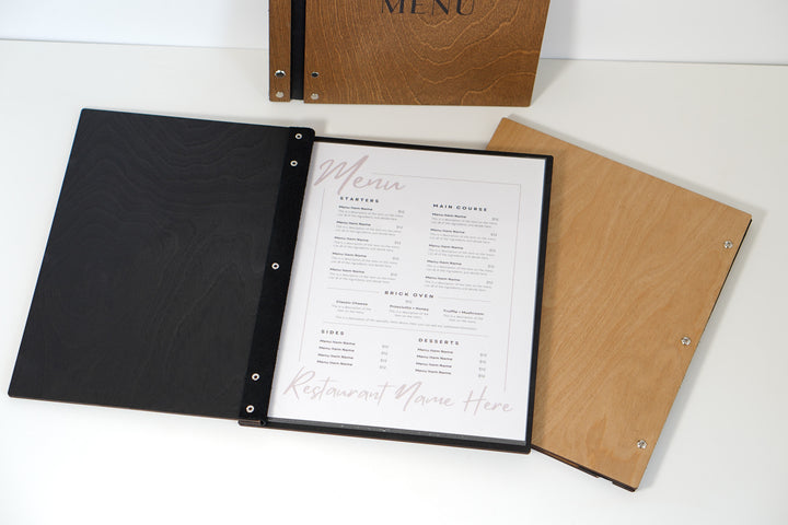 Wood & Leather Restaurant Menu, Wooden Menu Holder