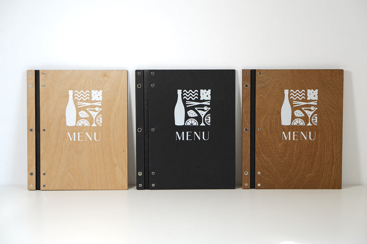 Wood & Leather Restaurant Menu, Wooden Menu Holder