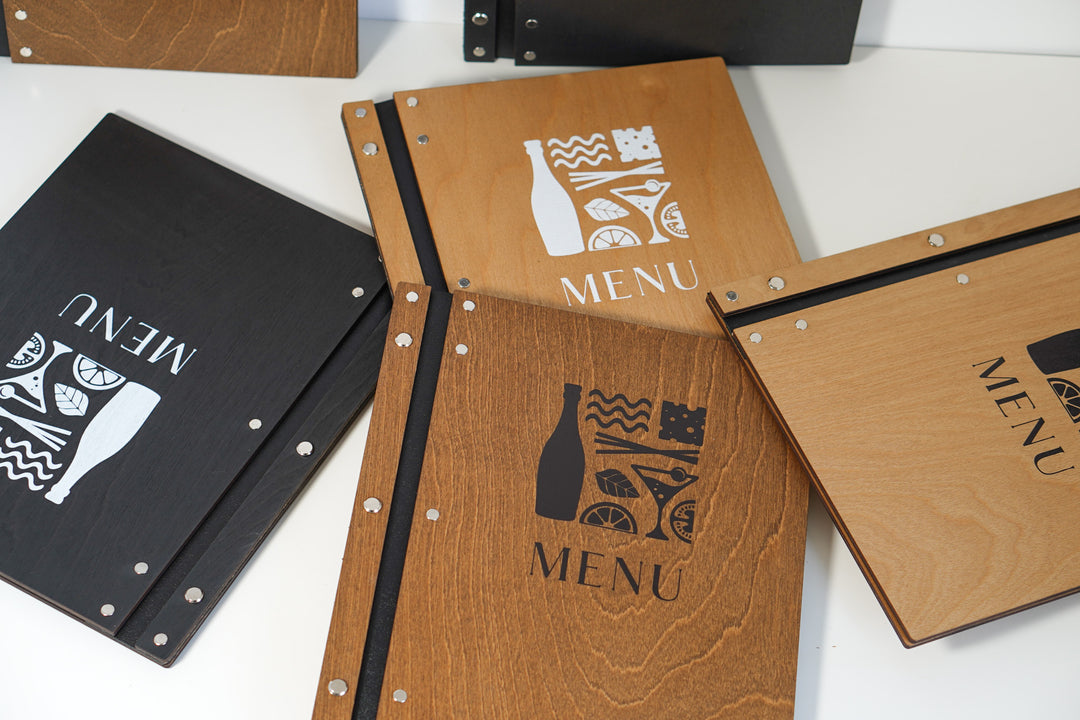 Wood & Leather Restaurant Menu, Wooden Menu Holder