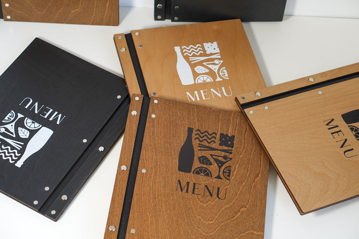 Wood & Leather Restaurant Menu, Wooden Menu Holder