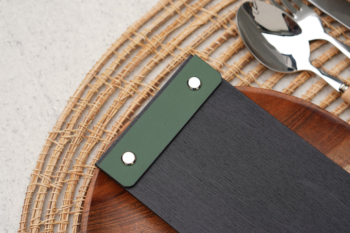Custom Leather Menu Cover: Wooden Restaurant Menu Holder