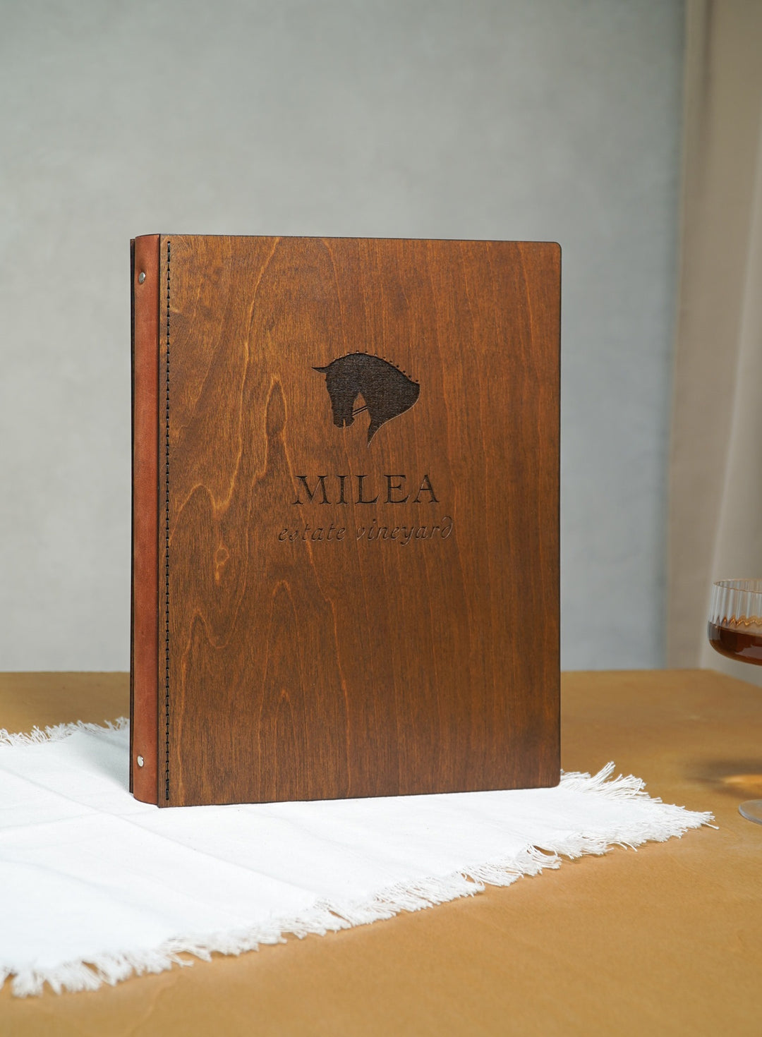 Engraved Restaurant Wooden Menu Cover
