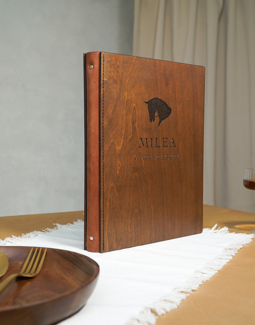 Engraved Restaurant Wooden Menu Cover
