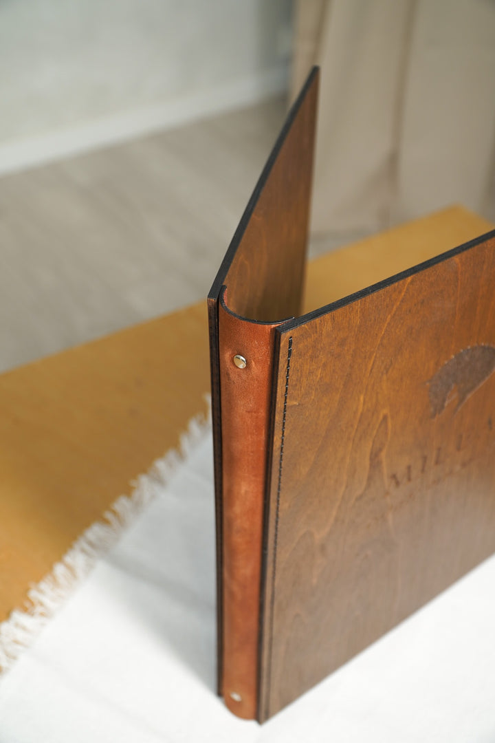 Engraved Restaurant Wooden Menu Cover