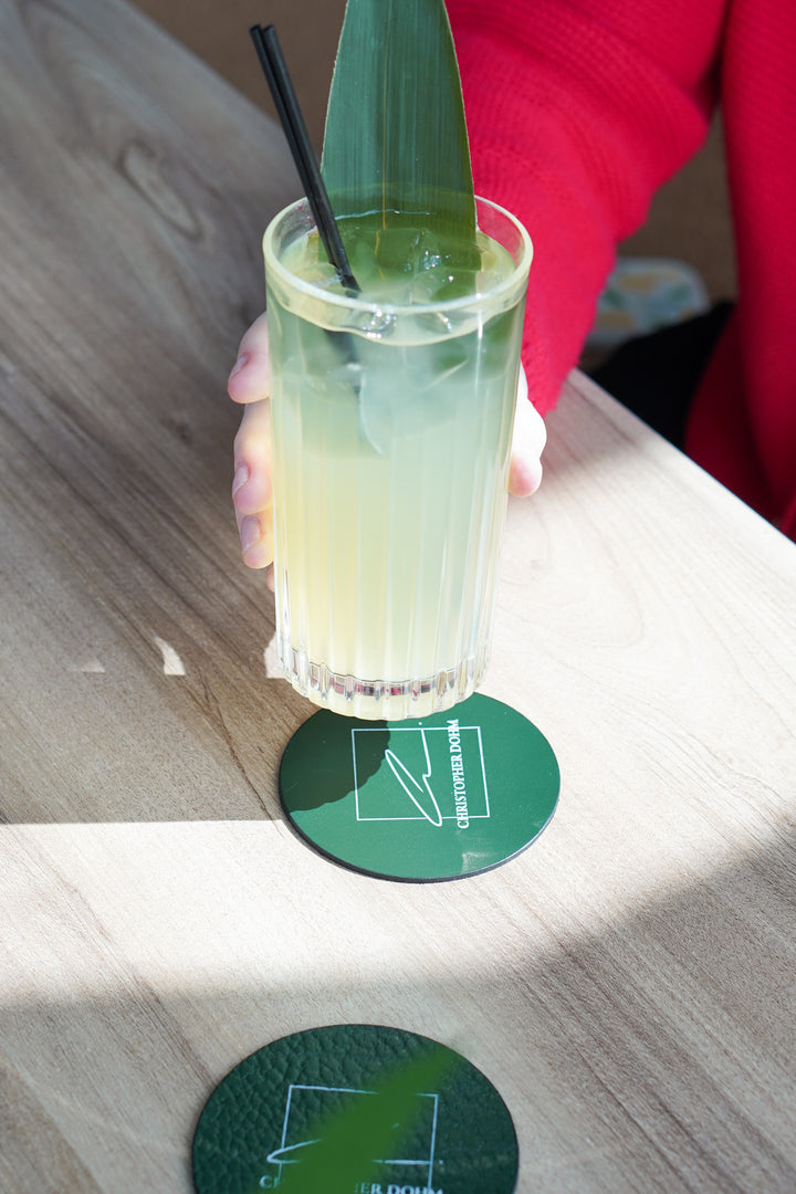 Personalized Drink Coasters, Round Leather Cup Mats, Restaurant & Cafe Table Accessories