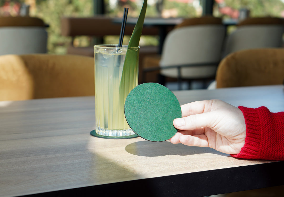 Personalized Drink Coasters, Round Leather Cup Mats, Restaurant & Cafe Table Accessories