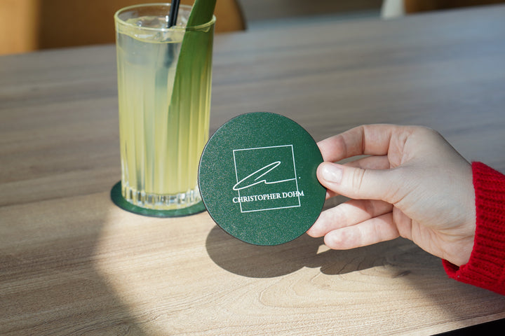 Personalized Drink Coasters, Round Leather Cup Mats, Restaurant & Cafe Table Accessories