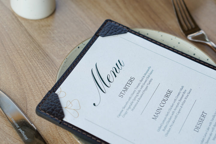 Leather Restaurant Menu Holder, Custom Cafe Hotel Bar Drink List