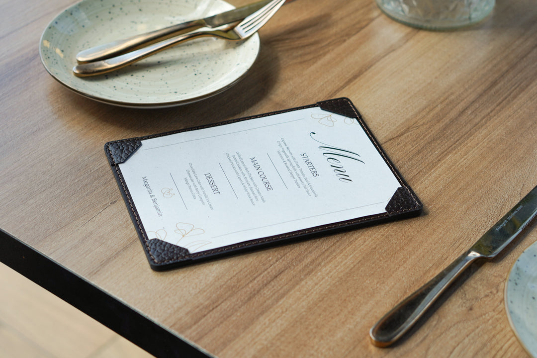 Leather Restaurant Menu Holder, Custom Cafe Hotel Bar Drink List