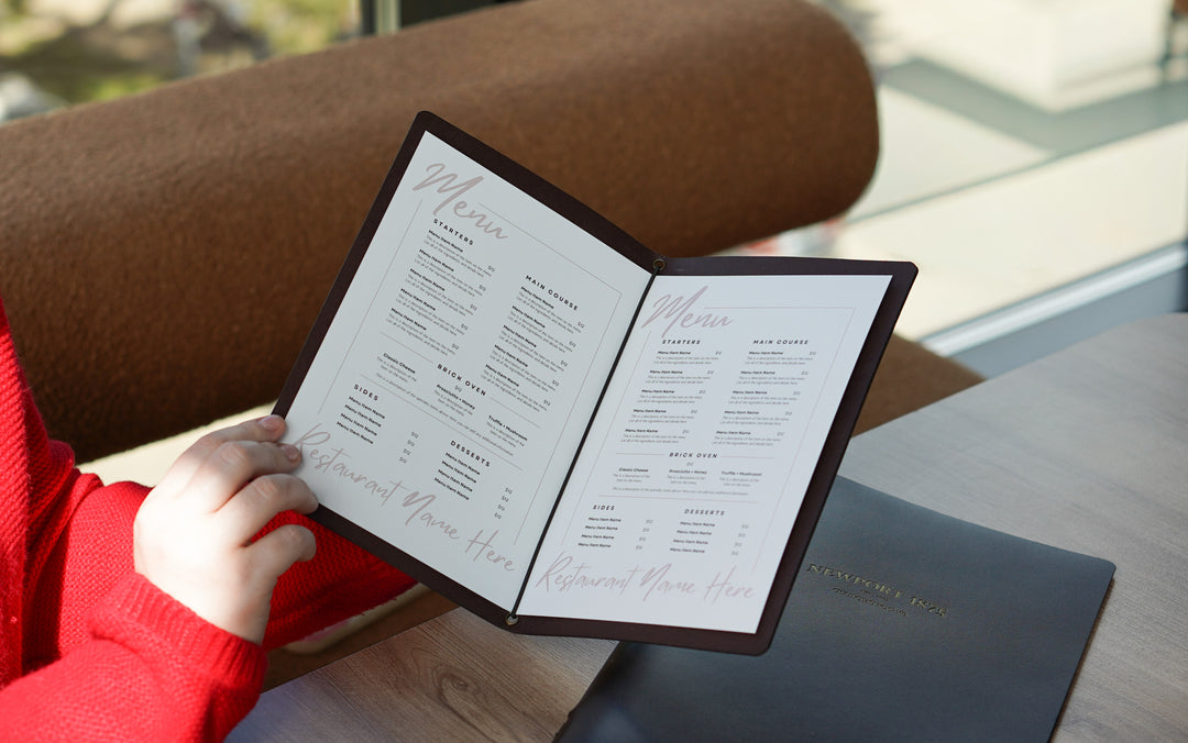 Leather Restaurant Menu Folder, Custom Cafe Hotel Bar Menu Book