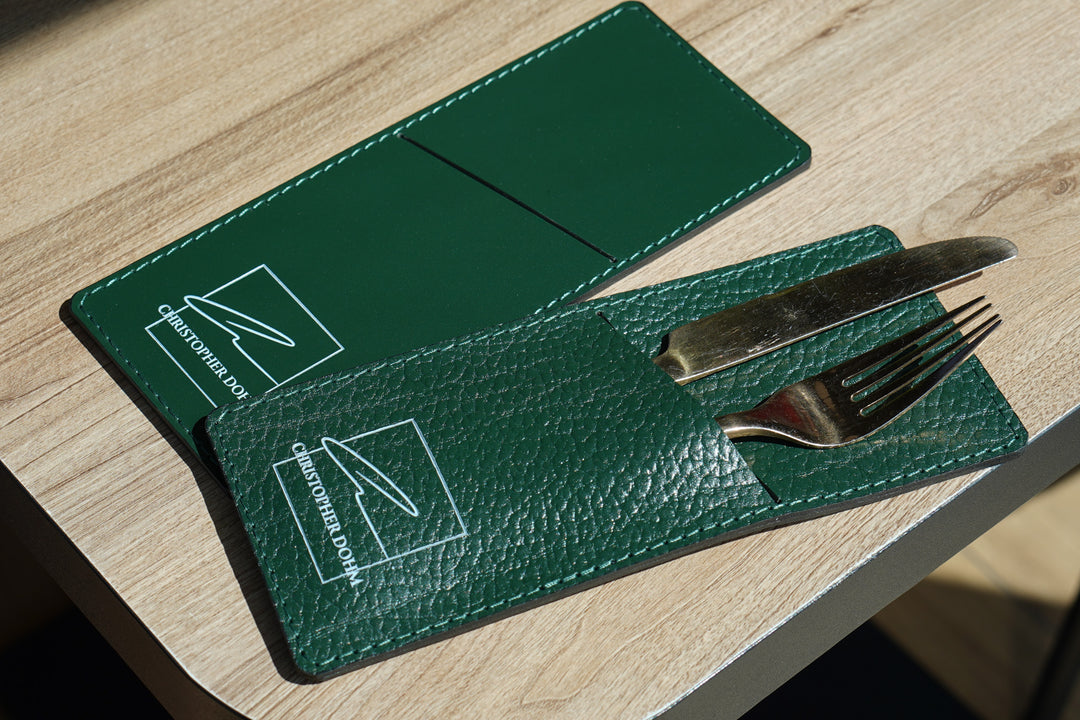 Personalized Leather Cutlery Pouch, Cutlery Holder for Cafe, Bar & Restaurant
