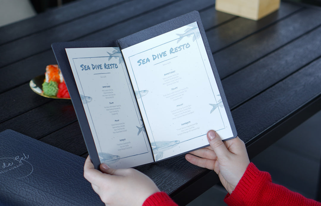 Textured Leather Menu Folder, Custom Restaurant Cafe Bar Menu Book