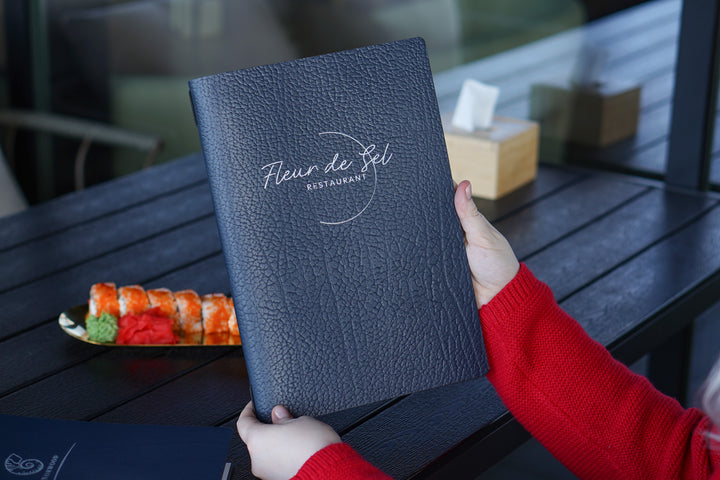 Textured Leather Menu Folder, Custom Restaurant Cafe Bar Menu Book