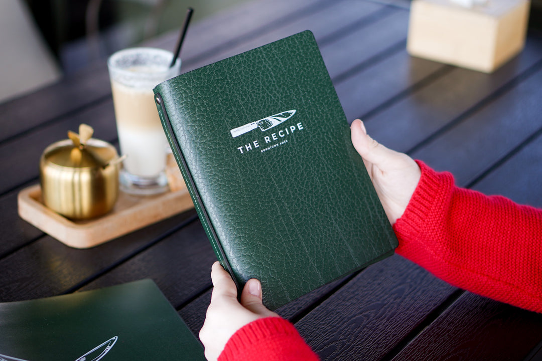 Custom Full-Grain Leather Menu Cover, Restaurant Cafe Binder Holder