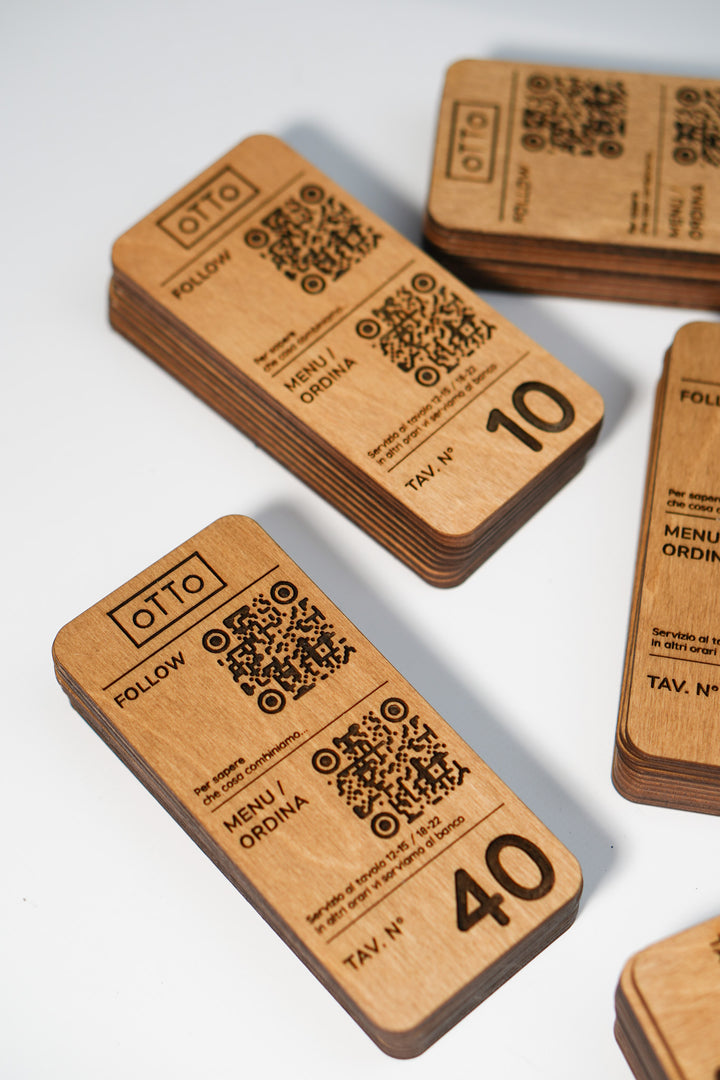 Custom Wood QR Code Menu Sign: Restaurant Cafe Plywood
