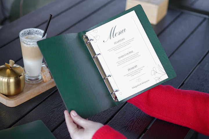 Custom Full-Grain Leather Menu Cover, Restaurant Cafe Binder Holder