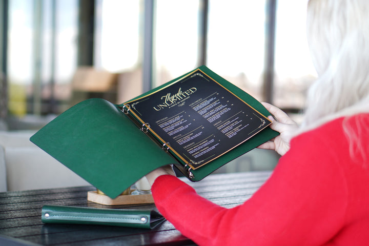 Custom Leather Menu Folder, Restaurant Cafe Menu Book, Ring Binder System