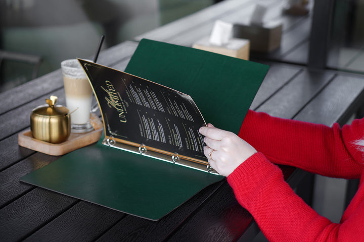 Custom Leather Menu Folder, Restaurant Cafe Menu Book, Ring Binder System
