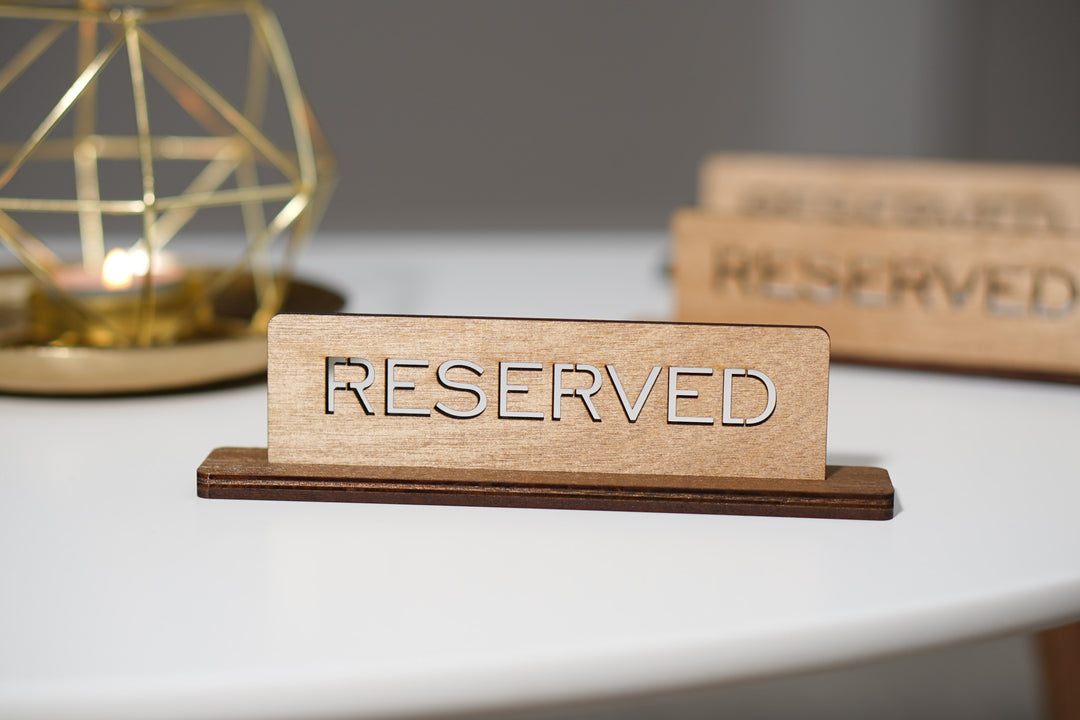 Wooden Reserved Table Sign: Restaurant Decor
