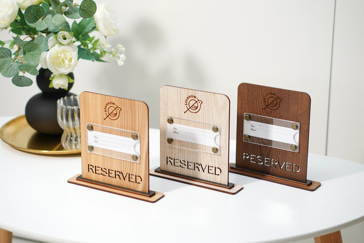 Engraved Ashwood Reserved Table Sign: Custom Restaurant Decor