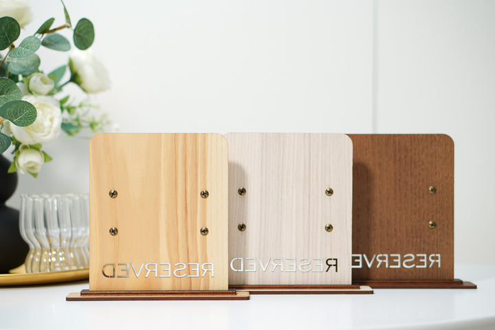 Engraved Ashwood Reserved Table Sign: Custom Restaurant Decor