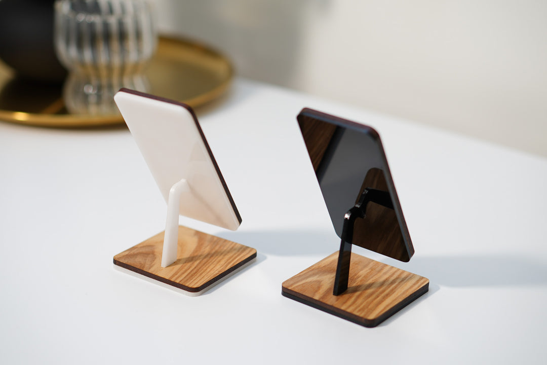 Personalized Wooden QR Code Menu Stand with Engraved Logo