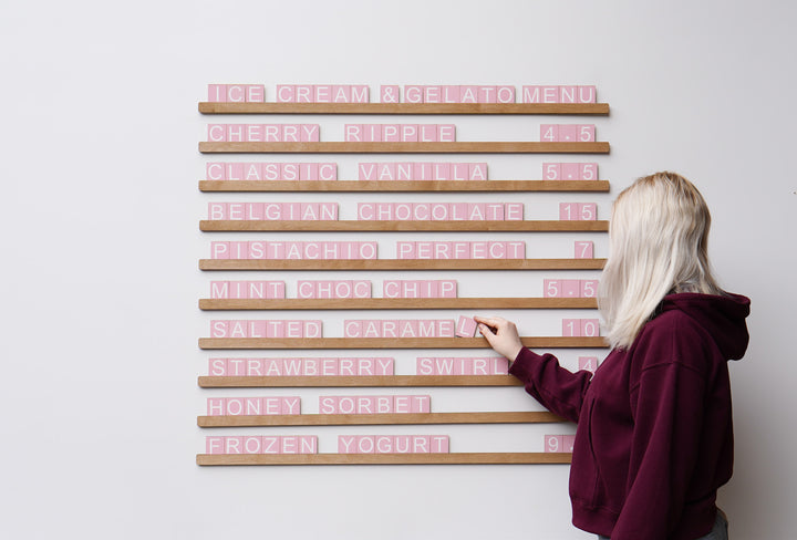 Wooden Wall Menu For Coffee Shop, Pink Cafecito Menu , Changeable Letter for Cafeteria Decor, Cafe Price List