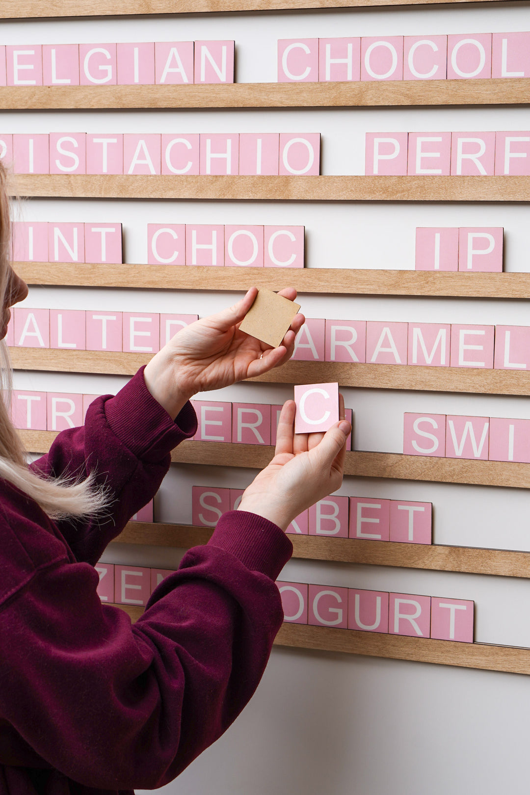 Wooden Wall Menu For Coffee Shop, Pink Cafecito Menu , Changeable Letter for Cafeteria Decor, Cafe Price List